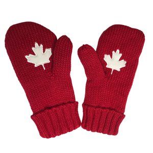 Vancouver 2010 Winter Olympics Glove Mittens Red White Embroidered Maple Leaf